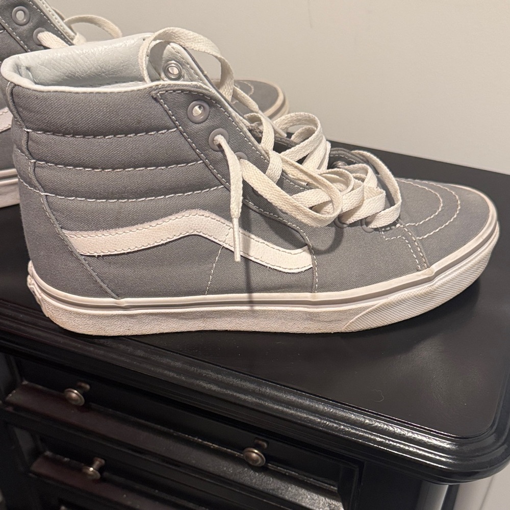 Vans Gray and White High-Top Canvas Sneakers